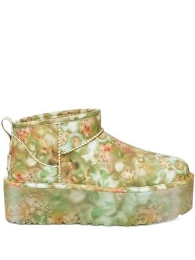 UGG X Collina Strada Ultra Mini Platform Green Floral Boot sz 40.5 9 Women 8 Men